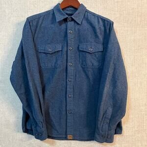 Dakota Grizzly Brushed Cotton Flannel Mens Large Blue Long Sleeve